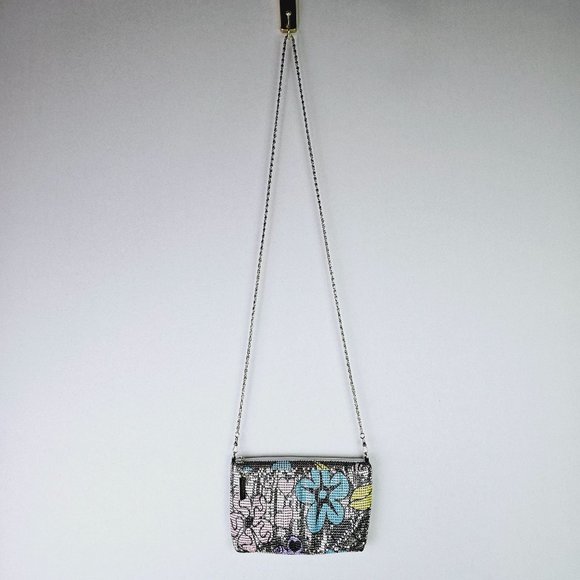 Whiting and Davis Floral Heart Design Reflecting Metal Mesh Convertible Bag NWOT - Picture 3 of 8